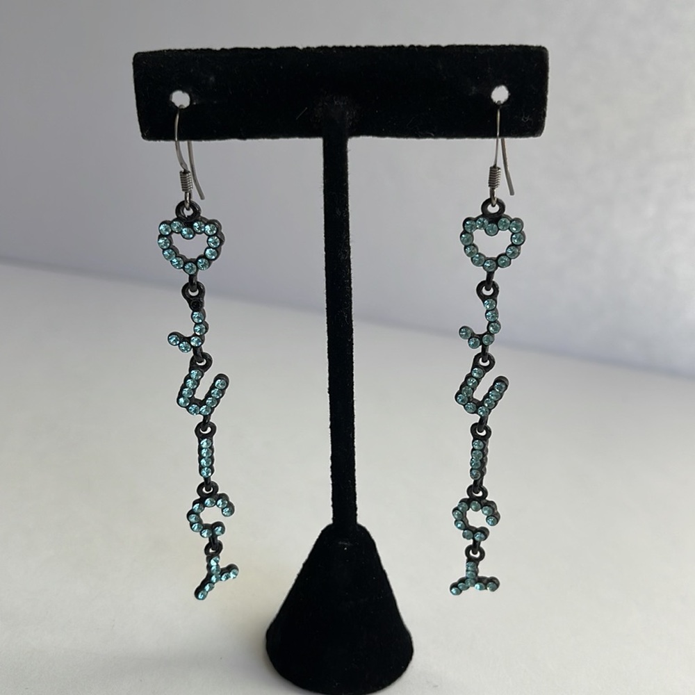 J-U-I-C-Y Icy ❄️ Blue Rhinestone Dangle Earrings